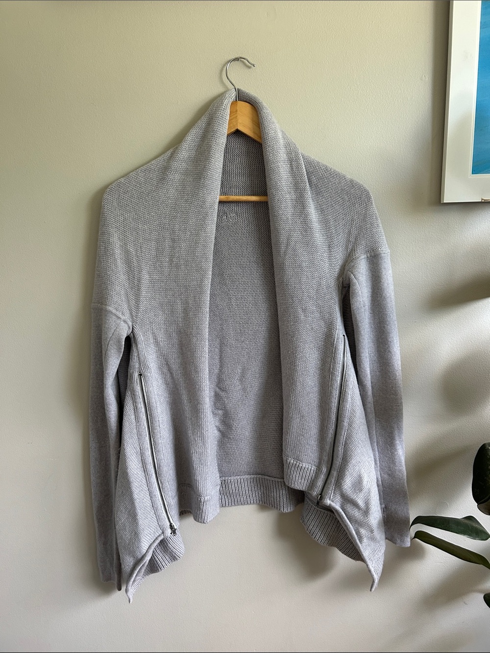 Lululemon Light Gray Open-Front Shawl Cardigan Sweater